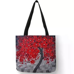 NEW - Floral Tote Canvas Bag - Double-Sided Print